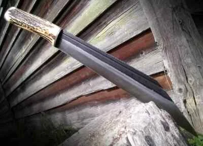 Viking seaz knife handmade use for hunting stag horn handle with leather sheath. - Image 1 of 4