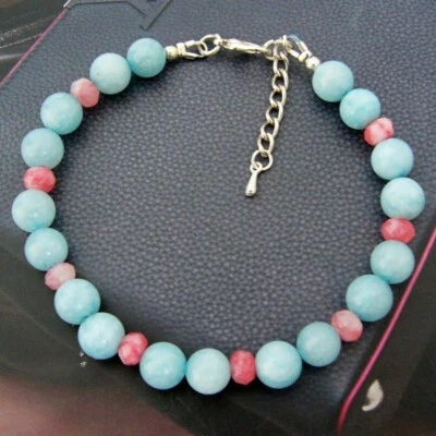BAILYSBEADS designer Larimar & Rhodochrosite Armband Armkettechen neu FD22 - Bild 1 von 2
