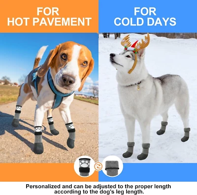 BEAUTYZOO Antideslizantes Perro Calcetines Zapatos Caliente/Frío/Húmedo Suelo Pata Protectores 4pk talla XL Foto 1 de 4