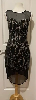 Vestido Milly Negro/Dorado Detalle Transparente Sin Mangas -Talla-8~ Elegante Foto 1 de 4