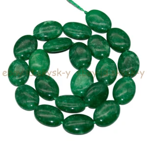 13x18mm Green Jade Jadeite Flat Oval Egg-shaped Loose Beads 15'' Strand - Picture 1 of 5