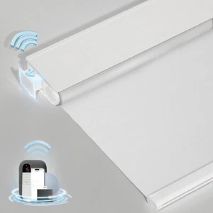 32" x 72" Automatic Motorized Cordless Blinds w/ Remote Blackout Electric White - Picture 1 of 8