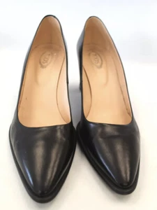 Women’s TOD'S Black Leather Block Heel Court Shoes Size UK 6 EU 39 - Picture 1 of 10