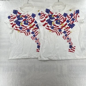 Lot of 2 Westbound Women's M Patriotic T-Shirts Red White Blue Pullover - Picture 1 of 7