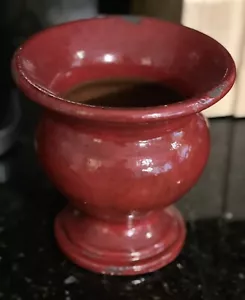 NEW 7” Pottery Barn Hudson Footed Vase Urn RED Ceramic Stoneware Retired - Picture 1 of 5