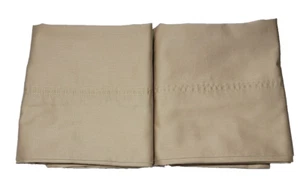 2 Custom Made  Golden Tan Pillowcases 100% Cotton, Stan/queen. 6" Pillow Pocket - Picture 1 of 7