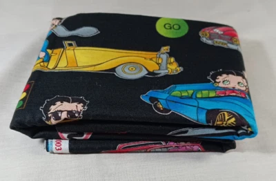1yd Vintage 2003 BETTY BOOP COCHES CLÁSICOS en negro King Features Fleischer Studio Foto 1 de 4