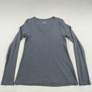 Patagonia Shirt Women’s Medium Blue Gray Long Sleeve Cotton V Neck Casual - Picture 1 of 13
