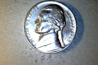 1942-P  Jefferson Nickel Unc. FS SILVER - ERROR DOUBLE BOW - Image 1 of 4