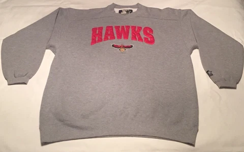 Vtg Rare NBA Atlanta Hawks Starter Crewneck Sweater Mens Size XXL Cover