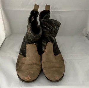 Mukluks Womens Brown Green Tan Wool Slip On Low Heel Casual Ankle Boots Size 9 - Picture 1 of 21