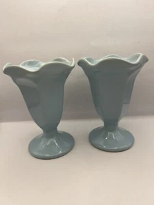 Robert Gordon 'SO DELICIOUS' Parfait Ice Cream Dessert Cups Ceramic x 2 Blue - Picture 1 of 10