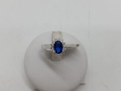 ANELLO PRINCESS DA DONNA CON CRISTALLO BLU E ZIRCONI IN ARGENTO 925 (0425) - Immagine 1 di 4