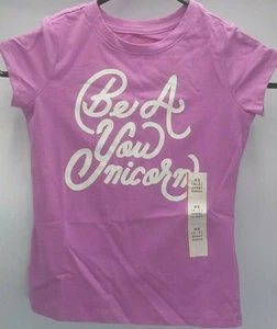 Cat & Jack- Girls' Unicorn Short Sleeve T-Shirt- Purple/Violet, XS (4/5)    - Picture 1 of 7