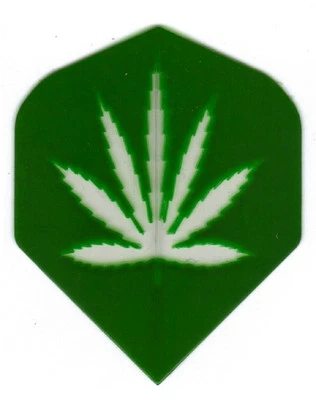 AMERITHON - Dart Flights- 5 Green & Clear Marijuana Leaf Standard Sets