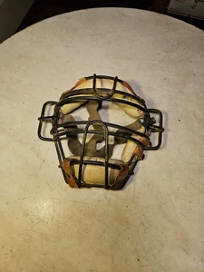 Antica maschera da baseball cattura pelle/acciaio costruzione primissima esposizione pc - Foto 1 di 14