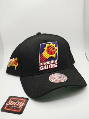 Phoenix Suns NBA Mitchell & Ness Black Pro Pinch Fit Snapback Hat Cap A-Frame  - Image 1 of 4