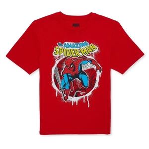 NEW Boys Spiderman T-Shirt Short Sleeve Graphic Print Superhero 14-16 Husky - Picture 1 of 1