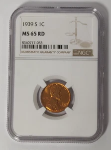1939-S LINCOLN CENT NGC MS 65 RD - Picture 1 of 6