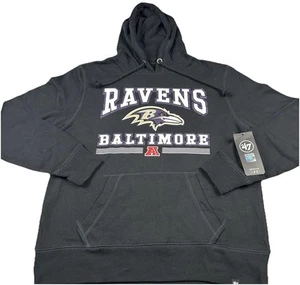 Baltimore Ravens '47 Hoodie Men's Size Large Black NFL Ravens Flock Sweatshirt - Picture 1 of 17