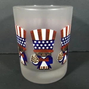 Culver Uncle Sam Patriotic Old Fashioned Rocks Glass Frosted Whiskey Tumbler LN - Picture 1 of 6