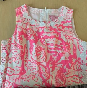 Lilly Pulitzer Girls Mini Mila Shift Dress Coral Reef Beside the Point 14 fr shp - Picture 1 of 5