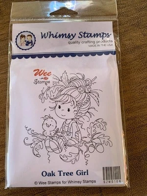 CARIMBOS DE BORRACHA CAPRICHOSOS, CARIMBOS PEQUENOS, MENINA ÁRVORE DE CARVALHO, #SZWS-168, NOVOS! NUNCA ABERTO! - Imagem 1 de 2