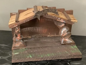 Vintage LEFTON’S (Italy) Wooden Nativity & Straw Stable nativity Creche   “ - Picture 1 of 8