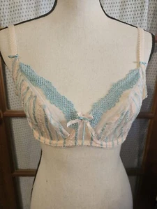 Freya Designer Bra Size 36D Pink With Baby Blue Accents - Picture 1 of 3