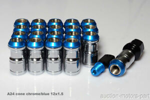Blue Cone Seat Style Nuts 20pcs + 2 Special Key m12 x 1.5 For Honda Prelude A24