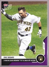 Eric Sogard Brewers Walk-Off Jackie Robinson Day 2020 TOPPS NOW 175 Purple 22/25