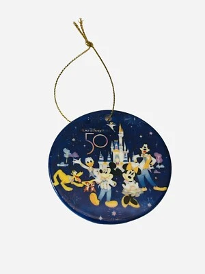 Walt Disney World 50th Anniversary Ceramic Castle Mickey Minnie Goofy Ornament - Image 1 of 3