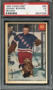 1954 Parkhurst Johnny Bower Bowers Rookie RC #65 PSA 5 EX Leafs HOF - Foto 1 di 2