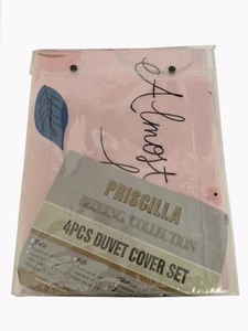 Priscilla bedding collection Queen size Duvet Cover set 4 pieces Color Pink - Picture 1 of 6