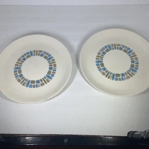 2 VTG Canonsburg Pottery Temporama Atomic Dura-Gloss MCM 10”Dinner Plate Chips - Picture 1 of 5