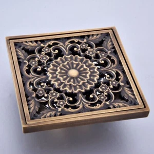 Antique Brass Bathroom Floor Shower Drain Waste Dragons Floor Drain 8hr061 - Picture 1 of 8