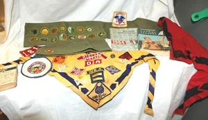 VTG 1960's Boy Scouts - Sash, Hat, Merit Badges ~ Books ~Cards~ Neckerchief - Picture 1 of 10