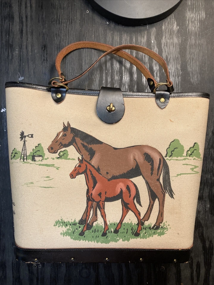Vintage Enide collins equestria hand painted purse 1960s titled future champ - Image 1 of 4