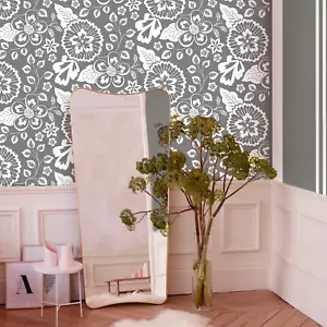 OFERTA Elle ® Revista Flor Gráfico Gris Floral Flores Papel pintado 104097 - Imagen 1 de 1