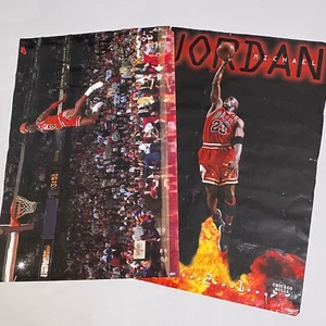 2 VTG Jordan Posters 23x35 1992 NBA Slam Dunk Contest 1996 Countdown Bulls Rips - Picture 1 of 10
