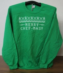 MERRY CHEF-MAS- Christmas Sweaterlike Chef Sweatshirt  2XL, Green - Picture 1 of 5