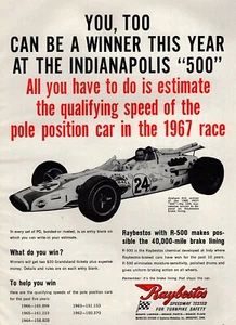 1967 Raybestos Brakes Graham Hill Indy 500 Winner Lola T-90 Original Print Ad - Picture 1 of 1