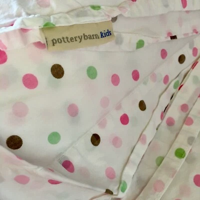 Sábana bajera plana doble lunares "katie" POTTERY BARN KIDS 60x90 algodón blanco+rosa+ Foto 1 de 4