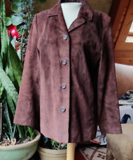 Vtg Colebrook & Co. Suede Leather Coat Chocolate Brown Women's M Midlength Y2K