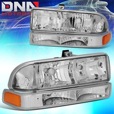 PARA CHEVY S10/BLAZER 1998-2004 FARO CROMADO/ÁMBAR + LUZ SEÑAL PARACHOQUES Foto 1 de 4