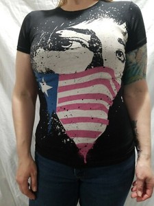 Bay Island Women's Green Day American Mask T-Shirt Size Junior's Small 