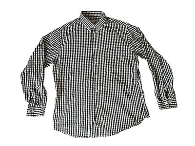 Merona Hombre Manga Larga Azul/Blanco Cuadros Camisa Abotonada, 100% Algodón, Grande Foto 1 de 4