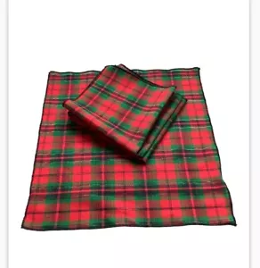 12x12 SMALL Red green Tartan Plaid Dinner Napkins~Set of 4~~Mini Fabric Napkin - Picture 1 of 4