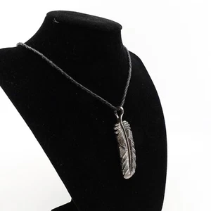 King Baby Studio Large Raven Feather Pendant On Leather Cord Fine Silver .925 15 - Picture 1 of 11