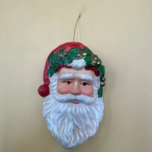 Vintage Blow Mold Victorian Style St Nick Santa Head Christmas Ornament 4.5” - Picture 1 of 4